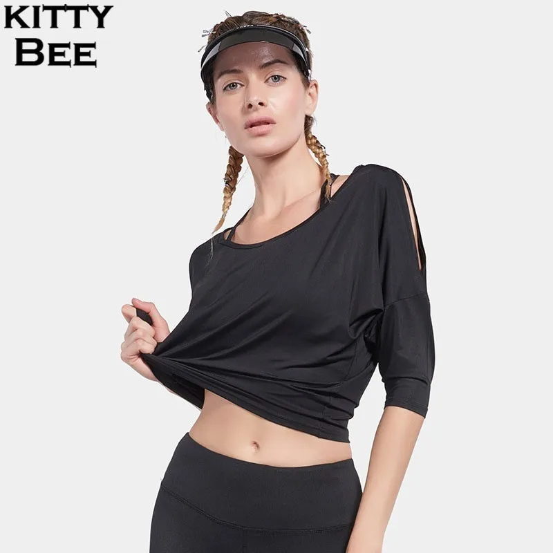 Женский спортивный топ для йоги с коротким рукавом Спортивная рубашка фитнеса