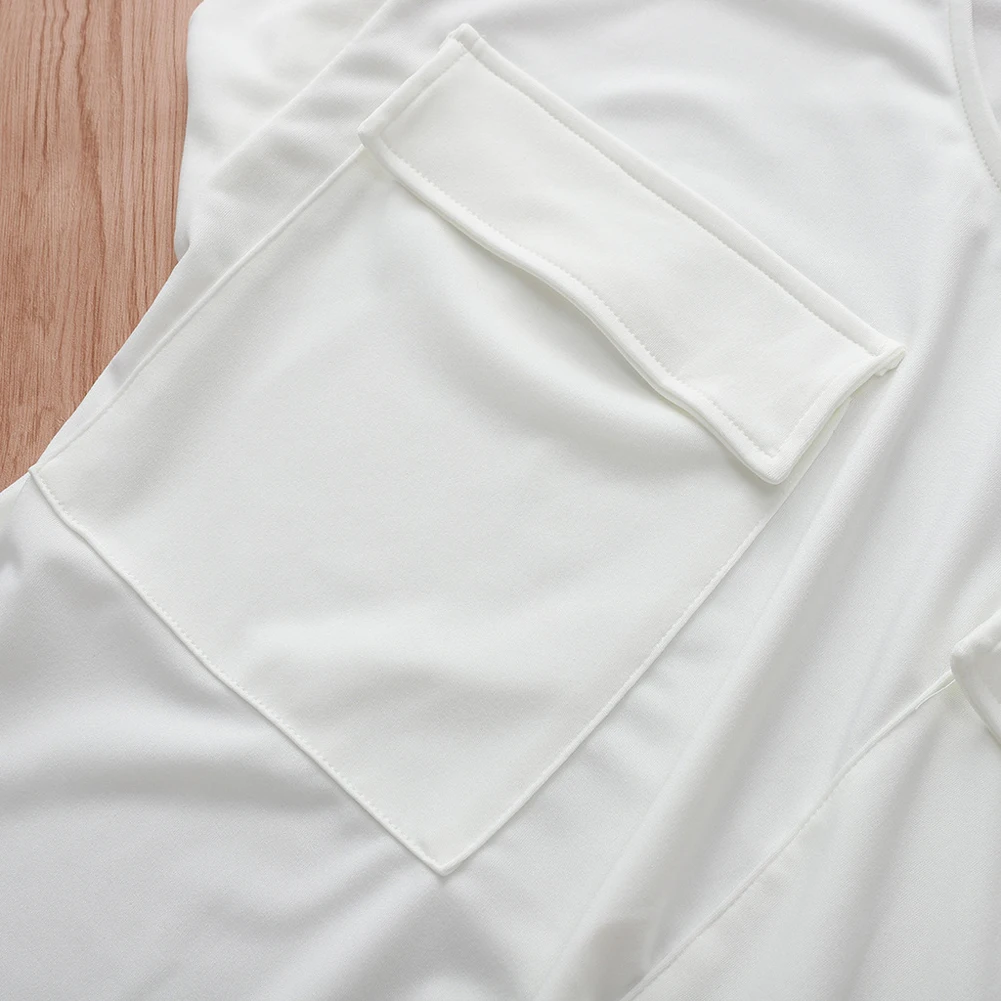 Женская блузка с коротким рукавом белая рубашка женская карманами Женские