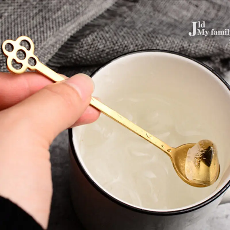 Милый Нержавеющая сталь ложки с длинной ручкой для латте Стекло Мороженое