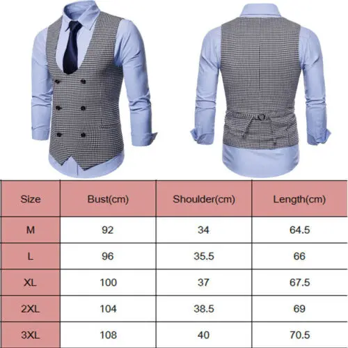 Latest Double-Breasted Slim Men Vest Check Cotton Gentleman Formal Waistcoats Tuxedo Wedding Casual Coat Plus Size | Мужская одежда