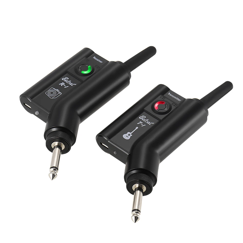 

Belcat T1R1 UHF Rechargeable Guitar Wireless System Electric Guitar Bass Audio Transmitter Receiver Max.100M Transmission Range