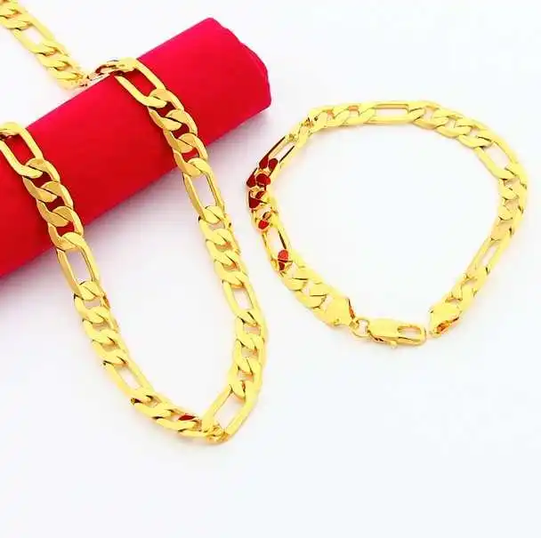 KITEALNew Sale24K GP gold ColorGentlewoman jewelry sets one and three necklace+braceletFigaro chain african set oso | Украшения и