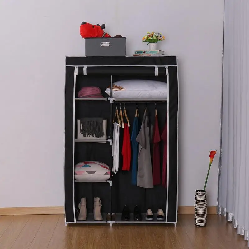 64 &quotПортативный шкаф для хранения одежды с полками черный DIY нетканые раза