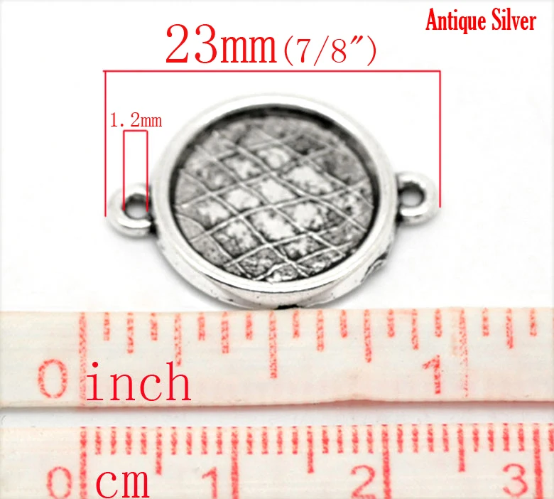 Lovely 50 Silver Color Pattern Round Cabochon Setting Connectors 23x17mm(Fit 14mm) (B20872) | Украшения и аксессуары