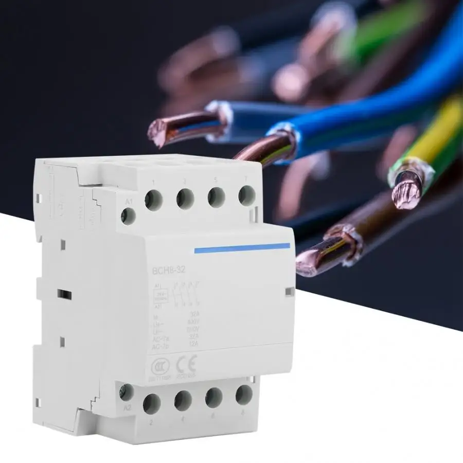 4P 32A 24В/230В 50/60 Гц AC контактор для дома DIN рейка крепление 2NO 2NC eletrico|Замыкатели| |