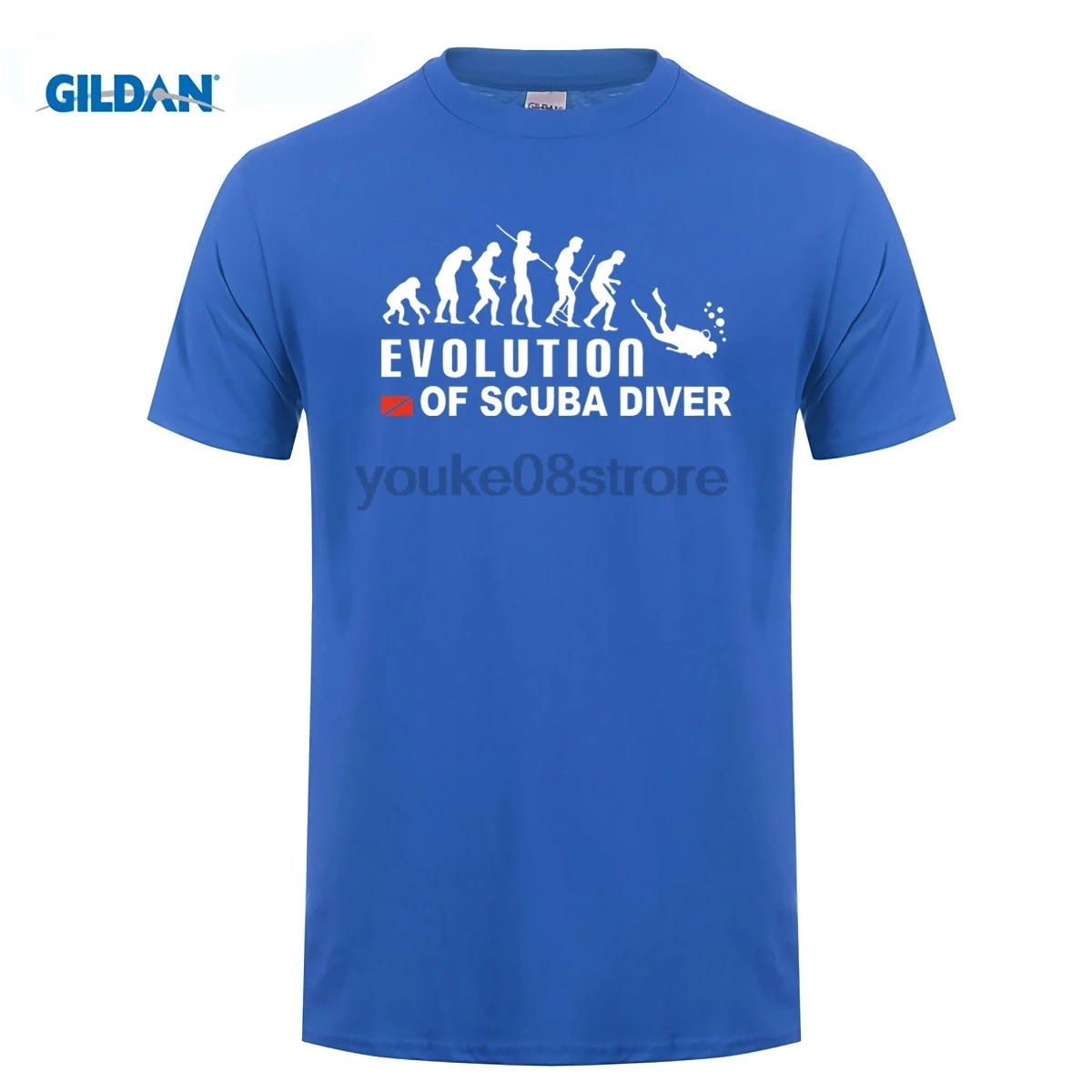 GILDAN Evolution of Scuba Diver Dive Down Flag Funny black футболка мужская летняя хлопковая футболки |