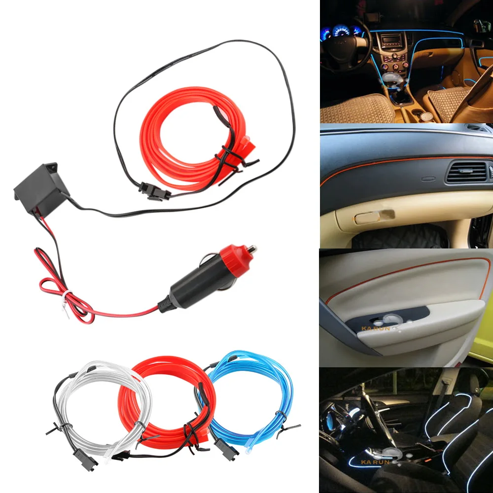 

LEEPEE Flexible Neon EL Wire 1M/set Decorative Lamp Auto Lamps Interior Decoration Light Strips Car 12V LED Cold lights
