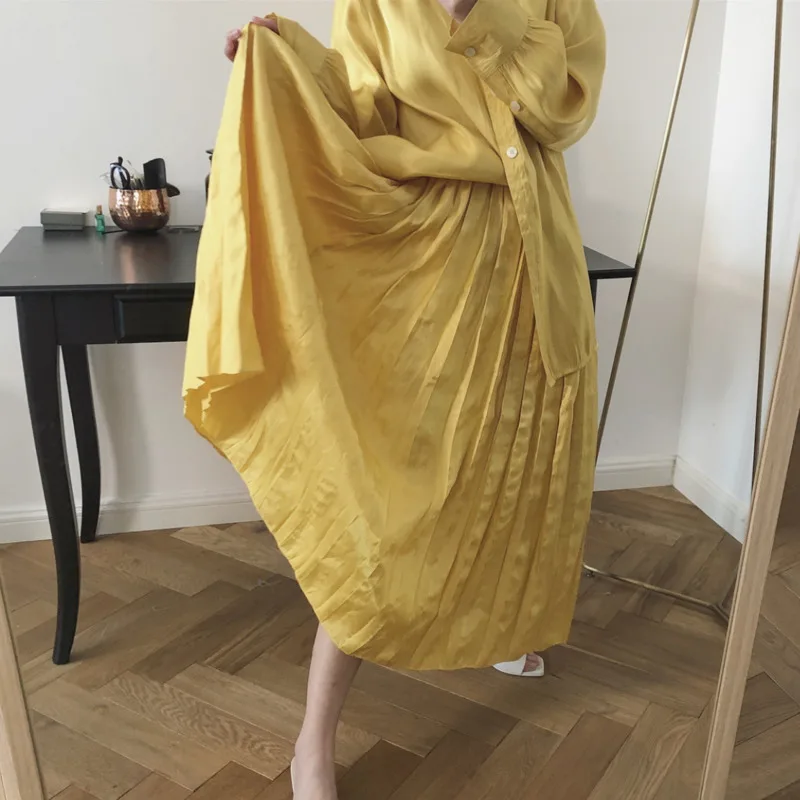 Женская плиссированная юбка трапеция DEAT винтажная Свободная с высокой талией в