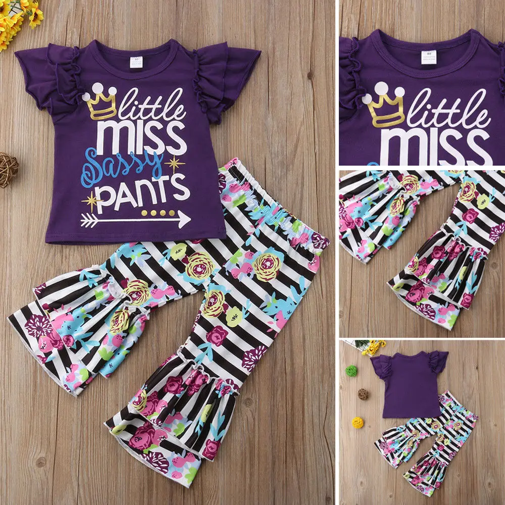 

Pudcoco Girl Set 1Y-6Y UK Summer Baby Girls Kids Clothes Casual T-shirt Tops+Long Pants 2PCS Outfits