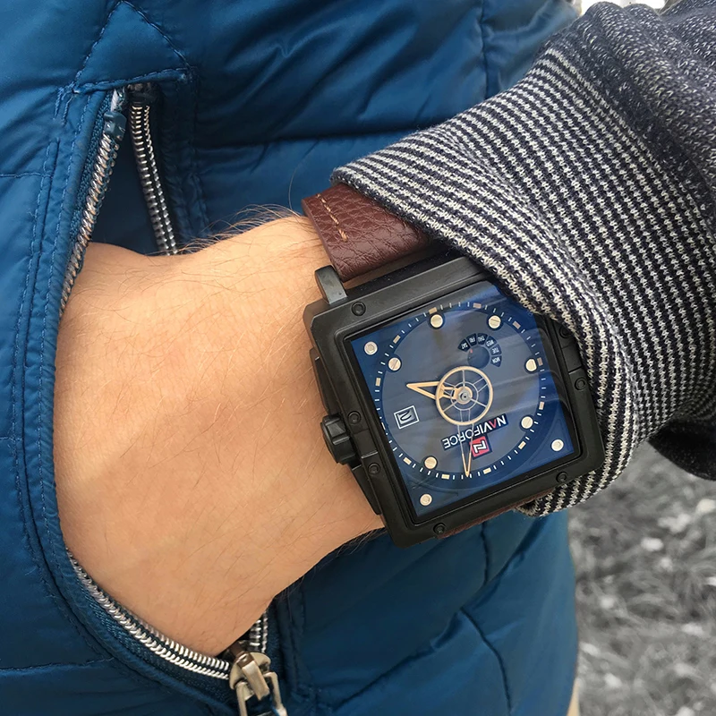 NAVIFORCE большой циферблат Для мужчин творческие спортивные часы Мода