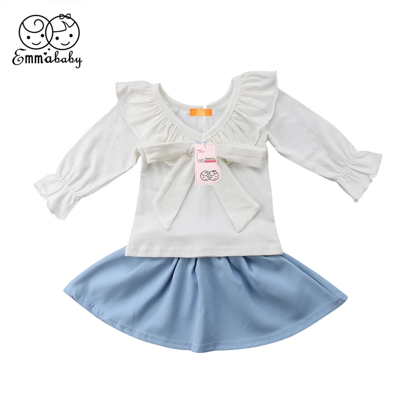 2 шт. рубашка с длинным рукавом и бантом оборками|Комплекты одежды для девочек| |