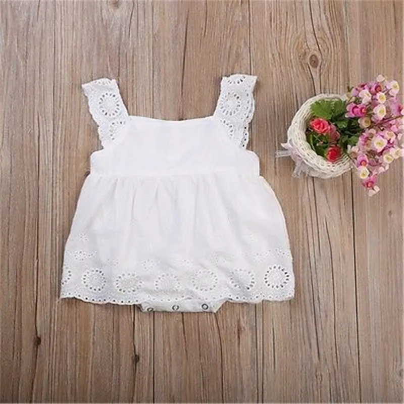 

Newborn Baby Girls Clothes Lace Cotton Bodysuit Jumpsuit Sleeveless Layered Ruffles Hollow Out Bodysuit Playsuit Outfits 0-24M