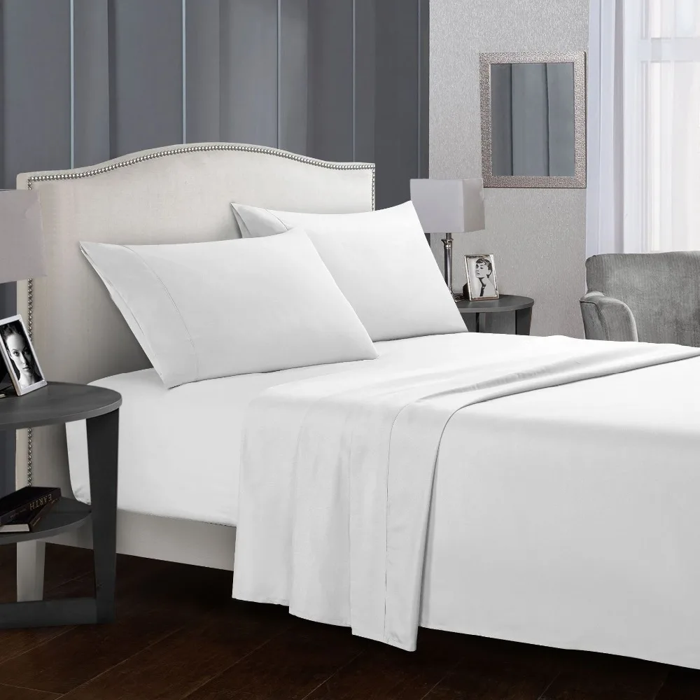 

Solid color Bed sheet sets Flat Sheet+Fitted Sheet+Pillowcase Queen/ King Size 15 Colors Soft comfortable Bedding Set