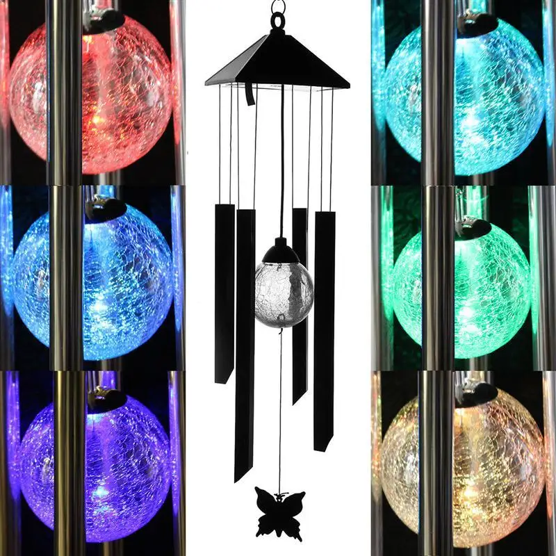 WINOMO на солнечных батареях изменение цвета LED Windchime открытый сад металлический