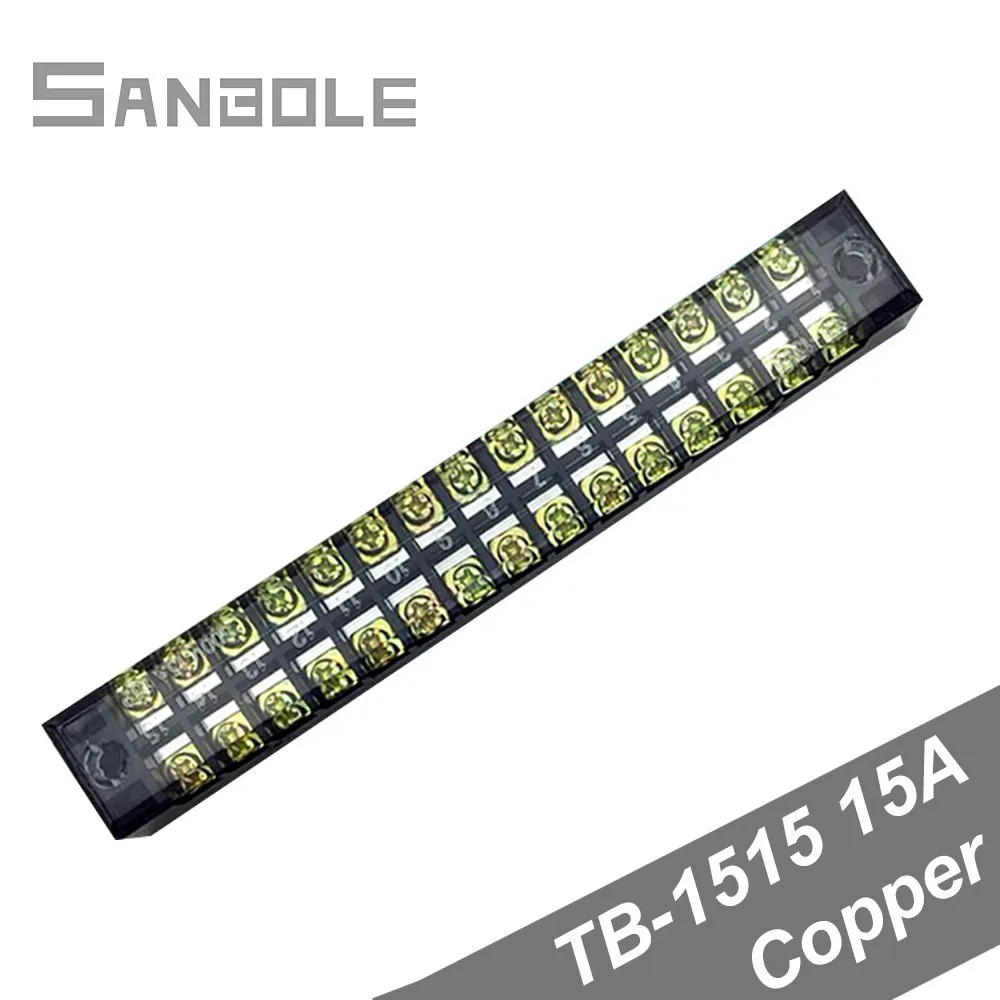 

Terminal Block TBC-1515/TB-1515 Fixed Type with screws 15A 600V 15 Position 0.5-1.5mm2 Connection Electrical Copper