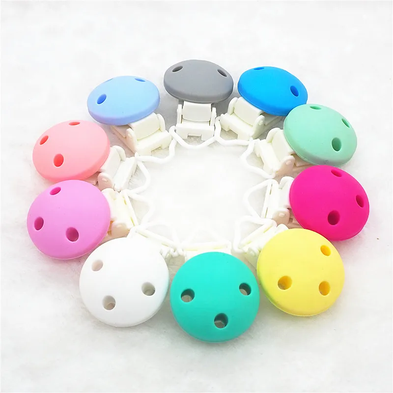 Chenkai 50pcs Silicone Round Clips DIY Baby Teether Pacifier Dummy Montessori Sensory Jewelry Holder Chain Toy Clips BPA Free