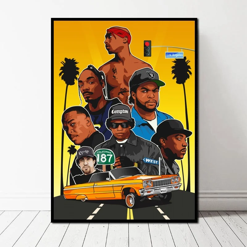 West Coast в стиле хип-хоп с изображением Тупака 2PAC художественный плакат на холсте