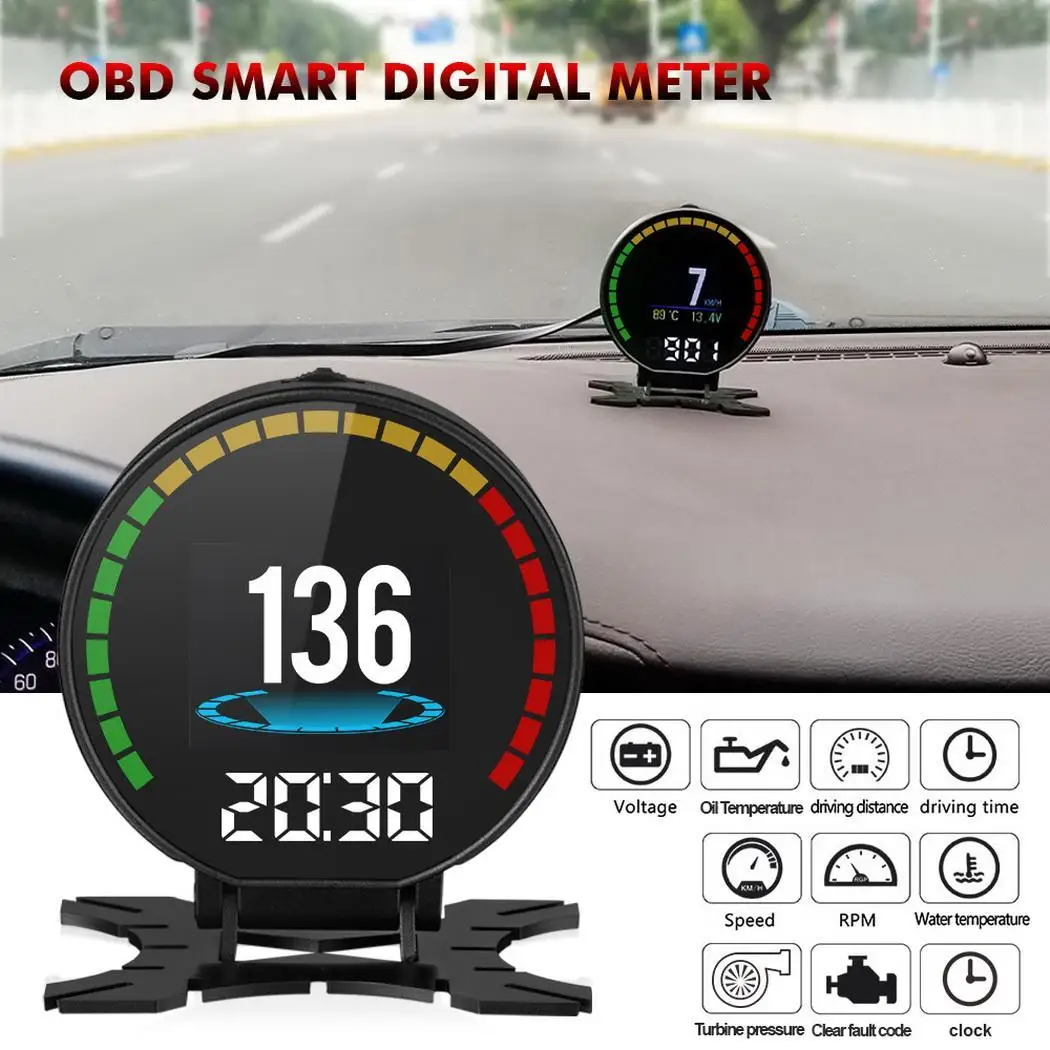 WOOKRAYS HUD obd2 автомобильный дисплей на головке бортовой компьютер Авто OBD 9 режим