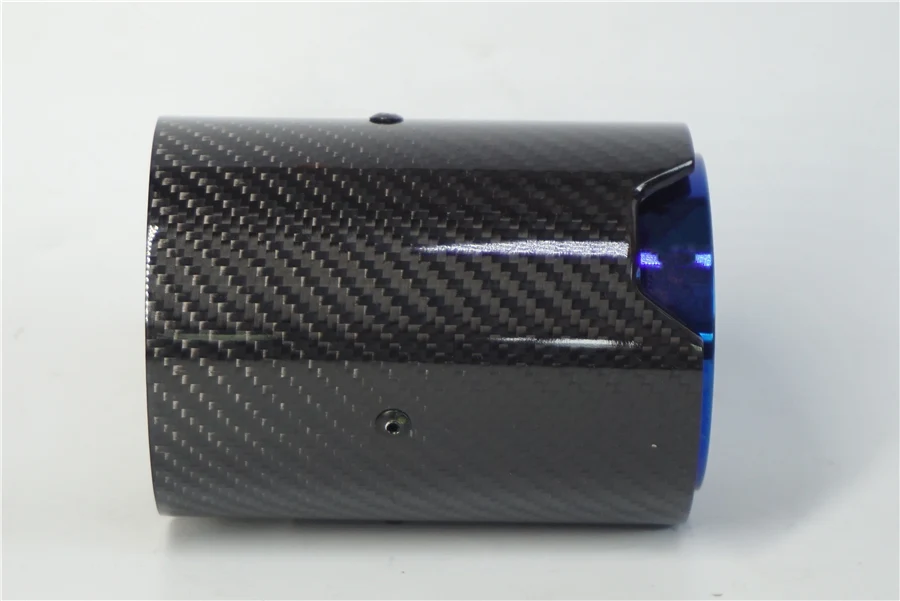 

Professional Durable Exhaust Tip Tail Pipe Blue Glossy Carbon Fiber Style for M Performance Grilled Outlet OD 92mm 1Piece