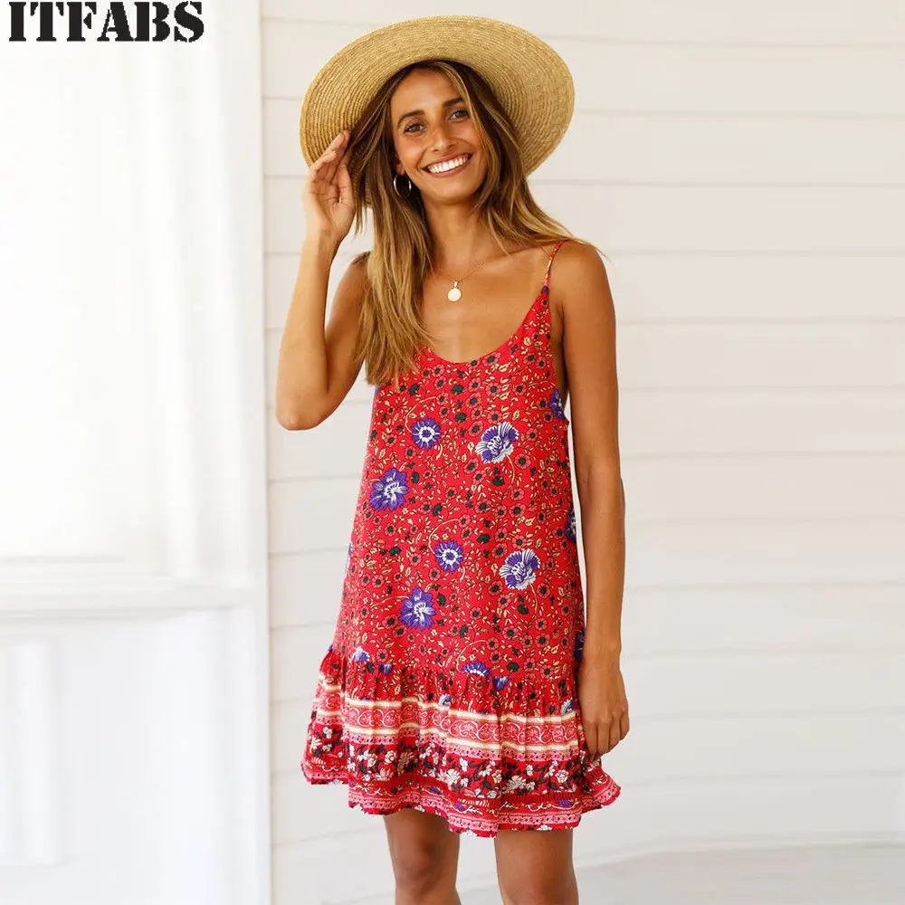 2019 New Brand Trendy Women Summer Boho Casual Prints Sleeveless Long Above Knee Evening Party Beach Skirts | Женская одежда