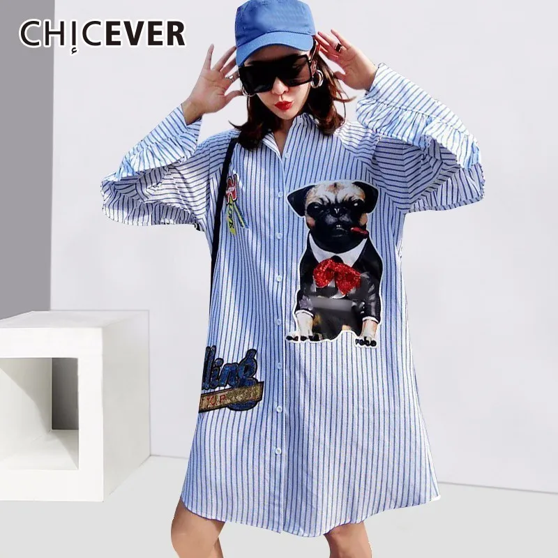 CHICEVER 2019 полосатая женская рубашка блузки топ с длинными рукавами и оборками