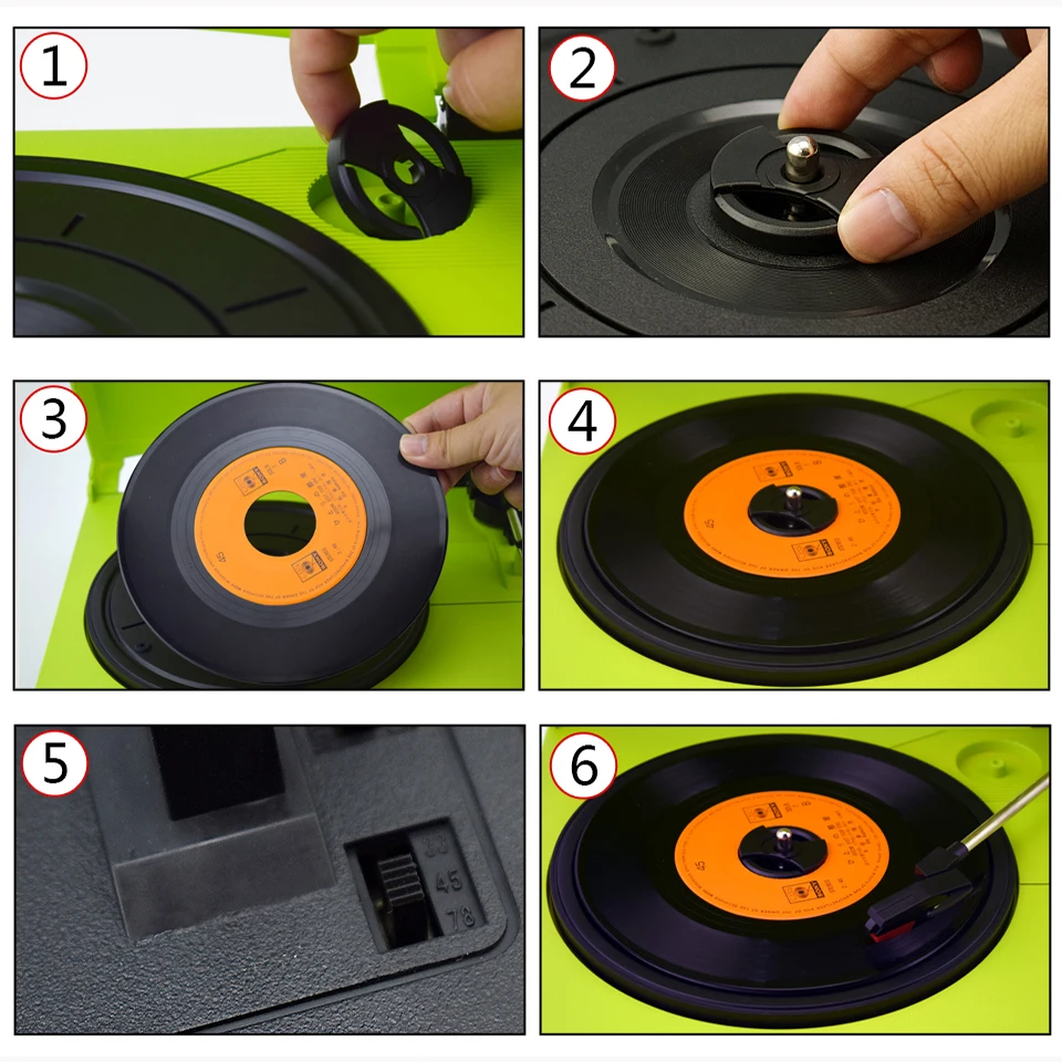 Виниловый проигрыватель LP RPM проигрывателя 3 скорости Ременный привод со