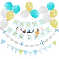 16pcs baby happy 100 days animal birthday party decoration baby shower supplies kid cute hanging bunting banner latex balloons