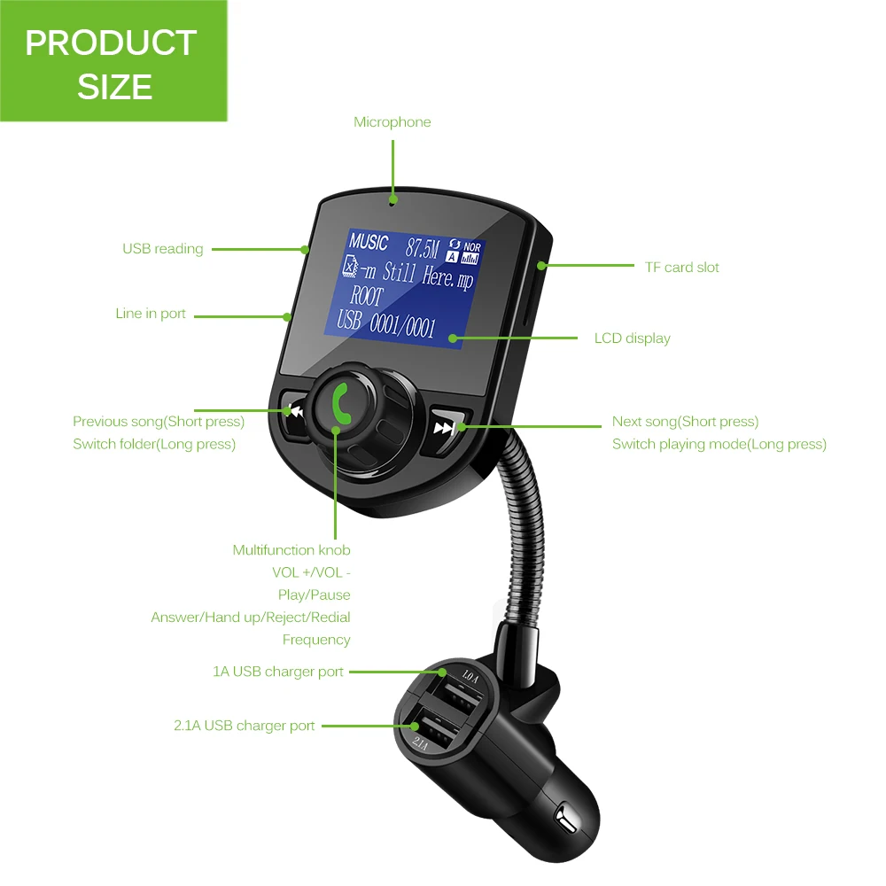 Автомобильный fm-передатчик беспроводной Bluetooth MP3-плеер стерео аудио приемник