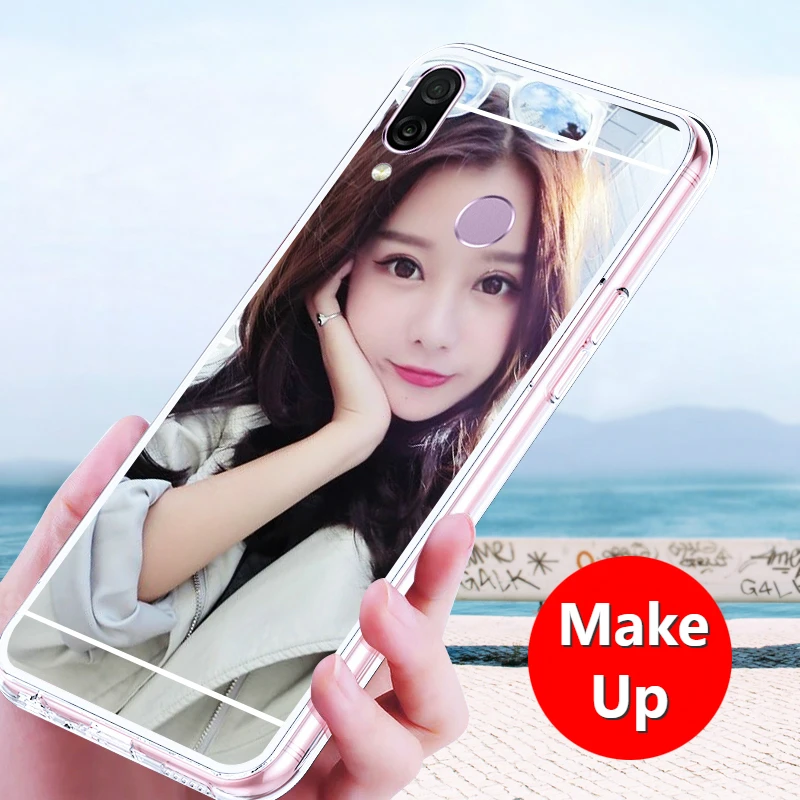 Зеркало Make Up чехол для huawei Y7 Pro Y9 Y8 Y6 Y5 Y3 чехол на Honor 8X 8C 8A 10 Lite 7A 7C Pro Max3 Мягкий силиконовый чехол