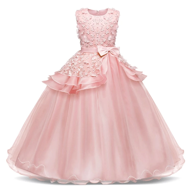 AmzBarley Girls Floral Princess Dresses Kids Sleeveless Long Wedding Party Prom Ball Gown teenager tutu dress formal clothes | Детская