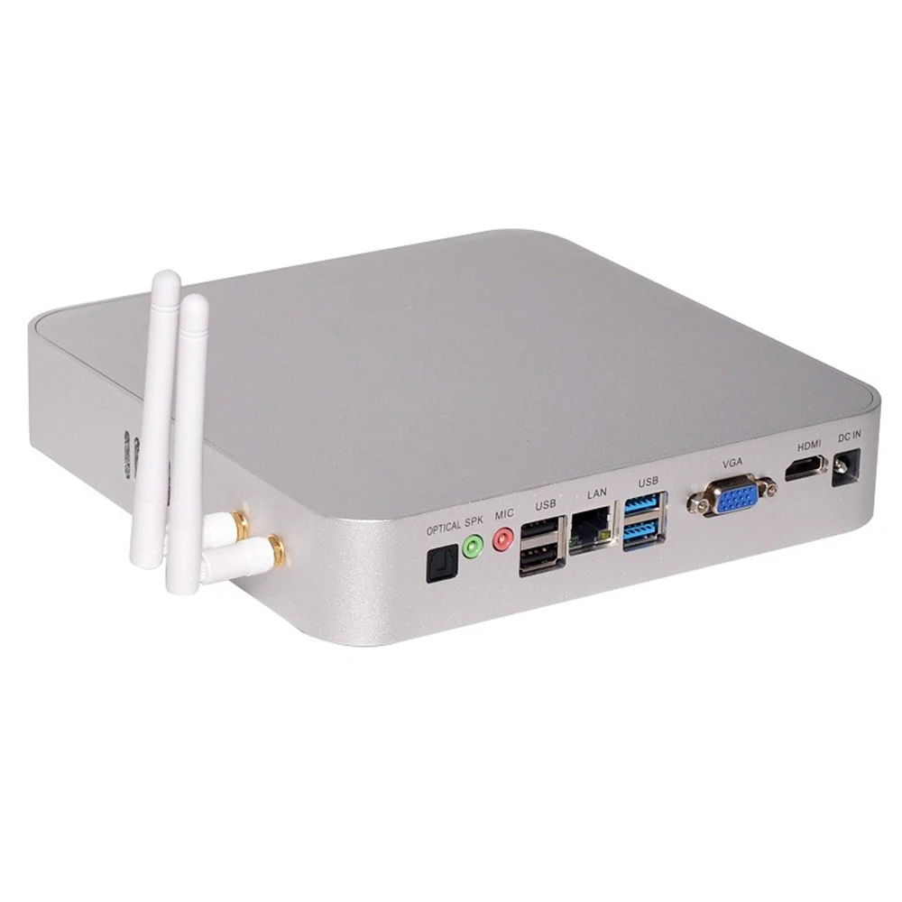 Безвентиляторный мини ПК Intel Celeron N3150 Windows 10/Ubuntu серебристый [HUNSN BM06L]