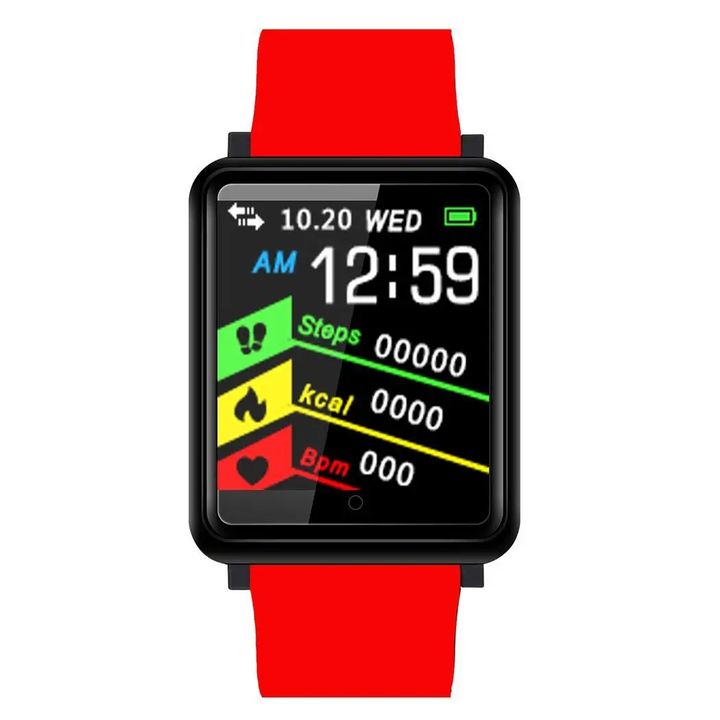 Unisex Casual Square Shape Waterproof LCD Screen Buckle IP67 230mAh USB 2.0 User Manual Closure Smart Watch | Электроника