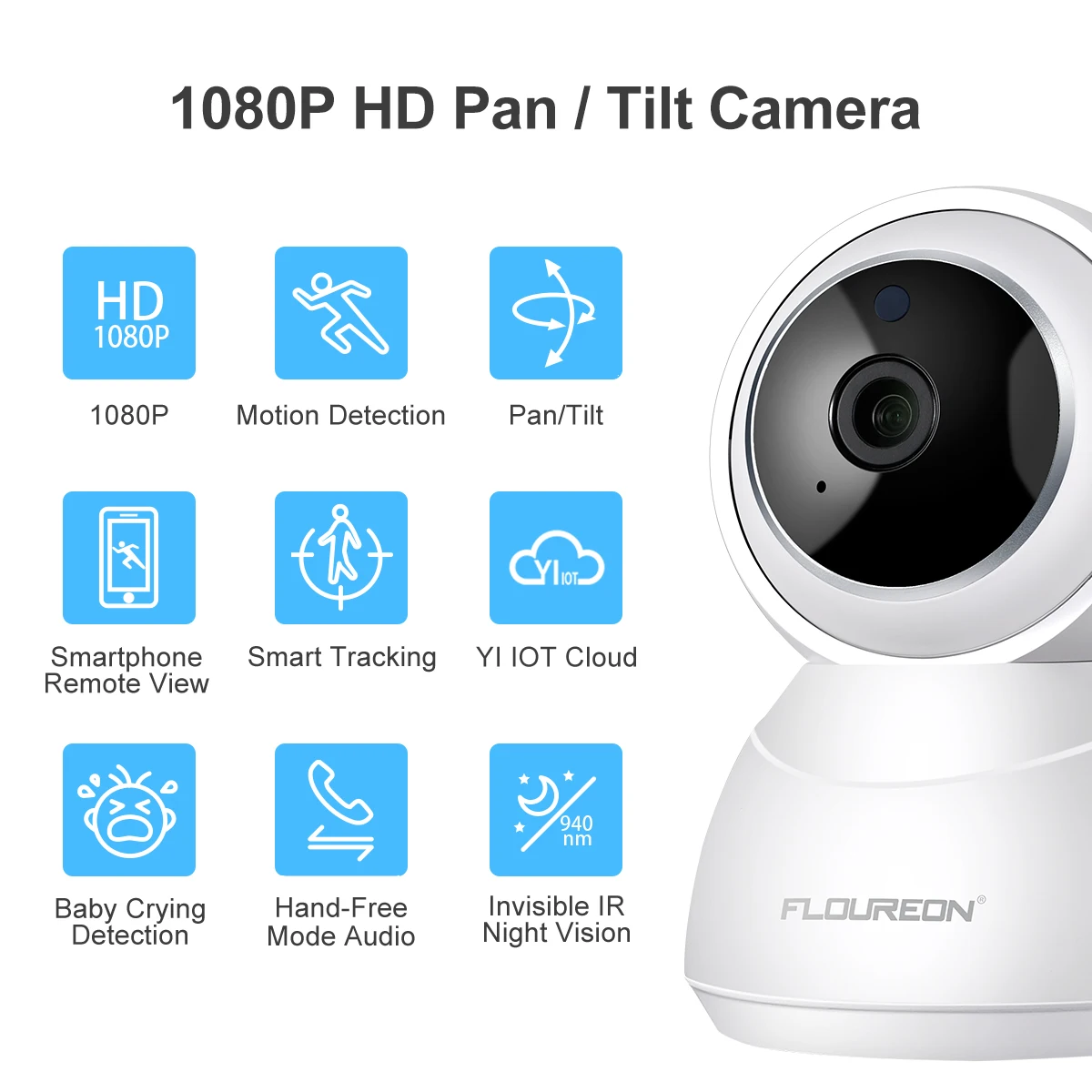 Ip камера FLOUREON YI Cloud Storage 1080P HD 2.0MP с ночным видением PTZ умный детский монитор для