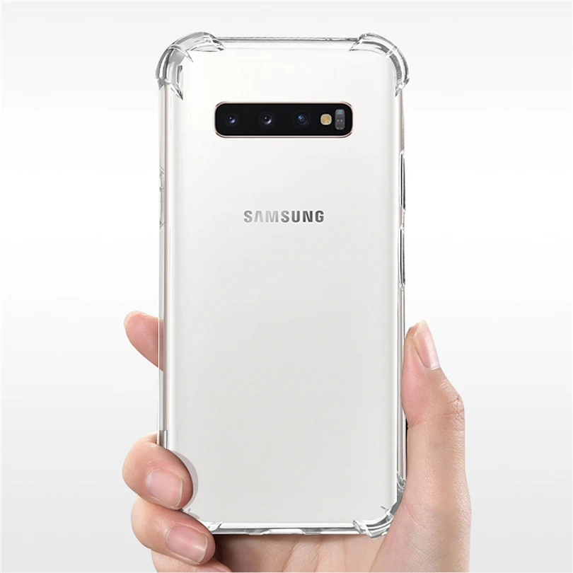 Чехол для Samsung Note 10 9 8 S10e S10 S9 Plus S8 Прозрачный ударопрочный Силиконовый ТПУ