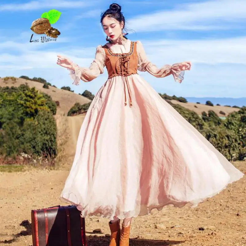 Для женщин Винтаж Ретро шифоновое замша петчворк модель с вышитыми цветами