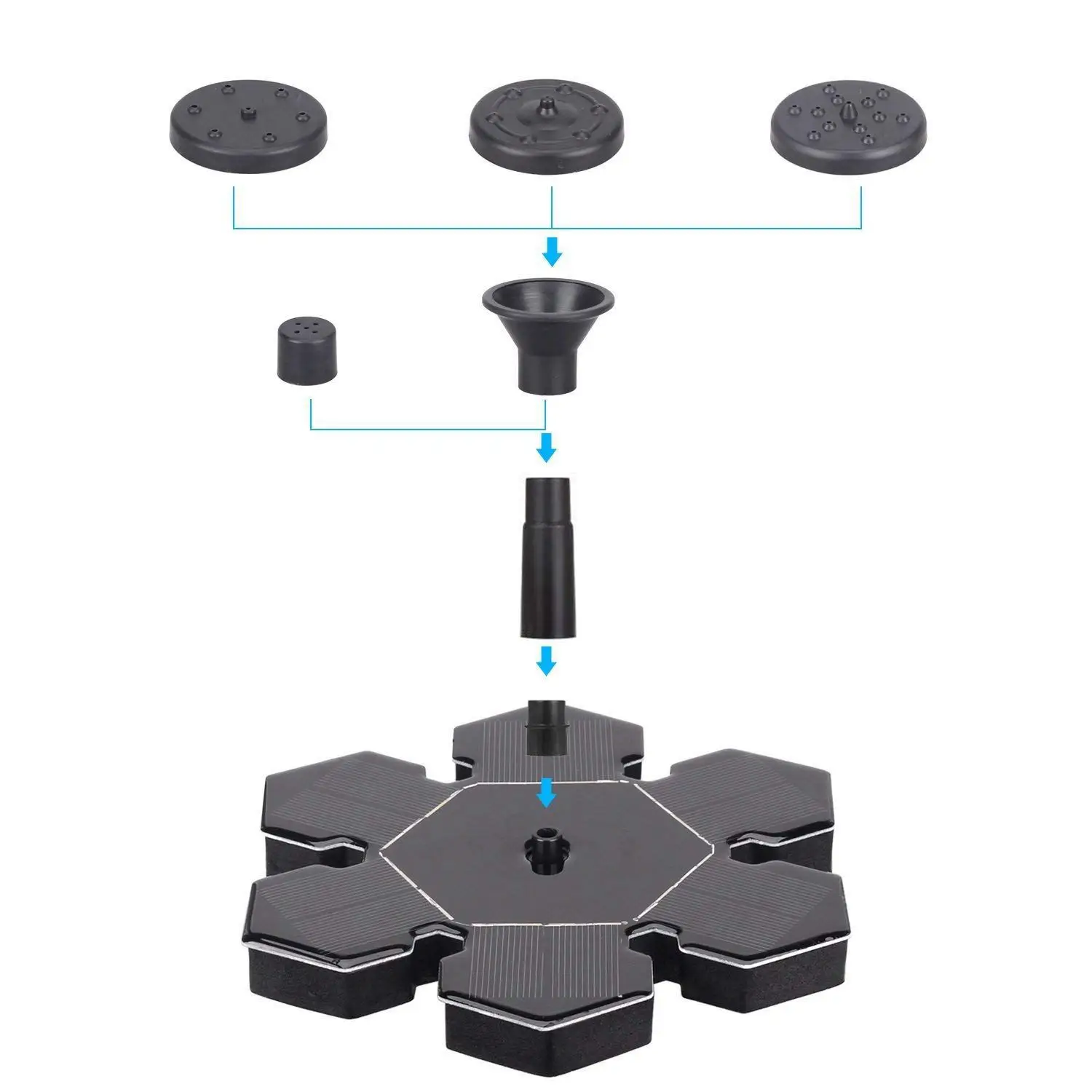Солнечный фонтан батарея резервного копирования открытый цветок форма