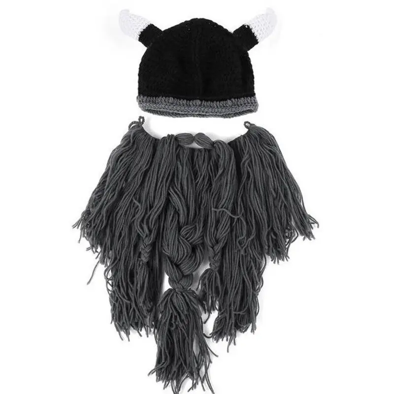 Новинка мужские рождественские вязаные шапки Viking Beard Horn шапки Лыжная Кепка варварские вагабондовые шапочки хлопок