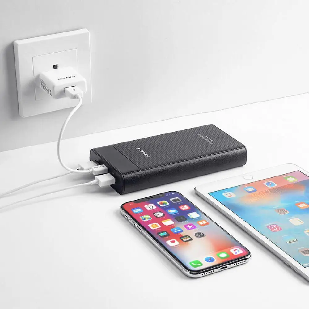 PISEN 20000 мАч power Bank type C Micro USBLED внешний портативный аккумулятор Двойной USB быстрая
