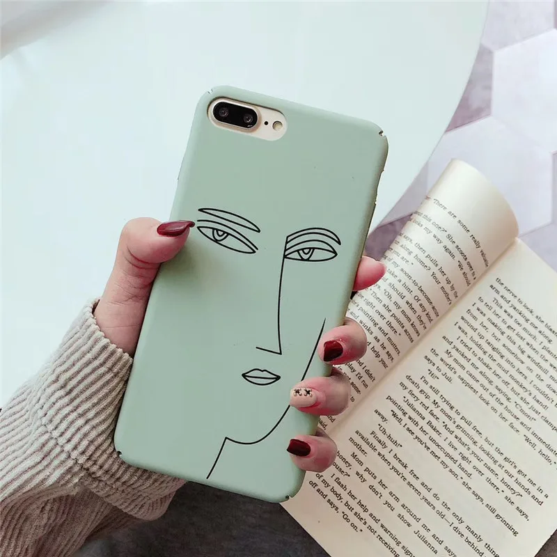 Creative Simple Art illustration Girl Phone Cases For iphone X XS Max XR 6 6s 7 8 Plus Case hard matte Cover Fundas Capa Coque |