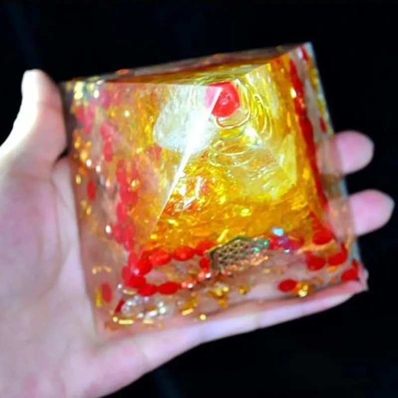 Натуральный Цитрин AURA REIKI Orgonite пирамида преобразователь энергии украшение
