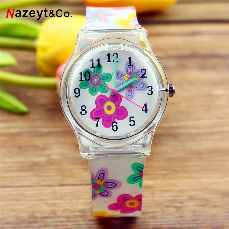 

new fashion women quartz watch colorful dial middle student girls flower heart face silicone children jelly watch Reloj femenino