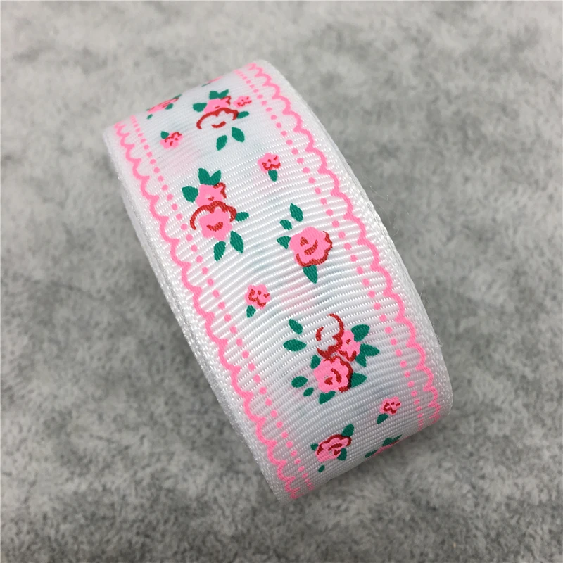 5Yards/lot 1&quot (25mm) Printed Flower Grosgrain Ribbon Hair Bow Wedding Christmas Decoration DIY Sewing #35~36 | Дом и сад