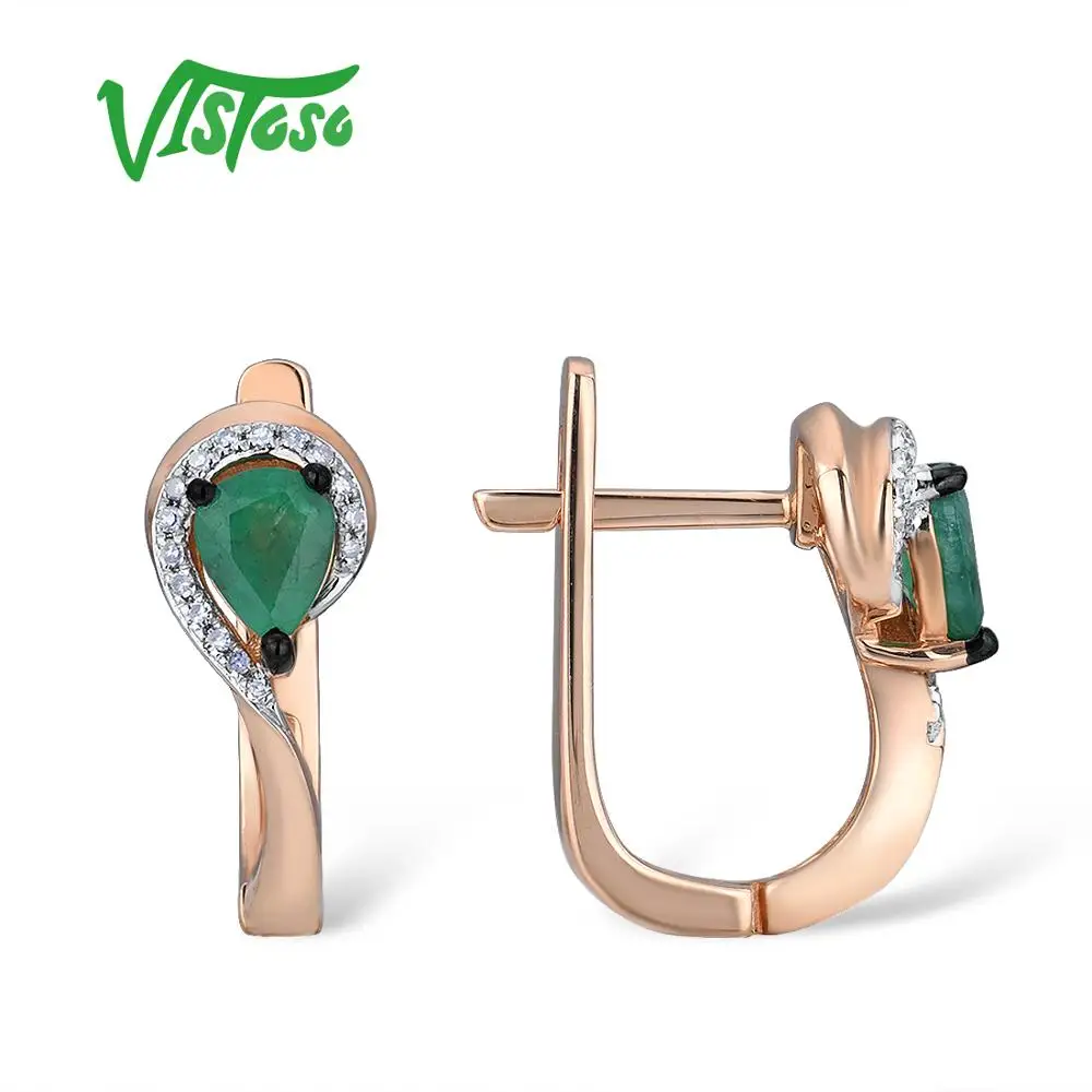 VISTOSO 14 K 585 серьги из розового золота для женщин Гламурные Элегантные классические