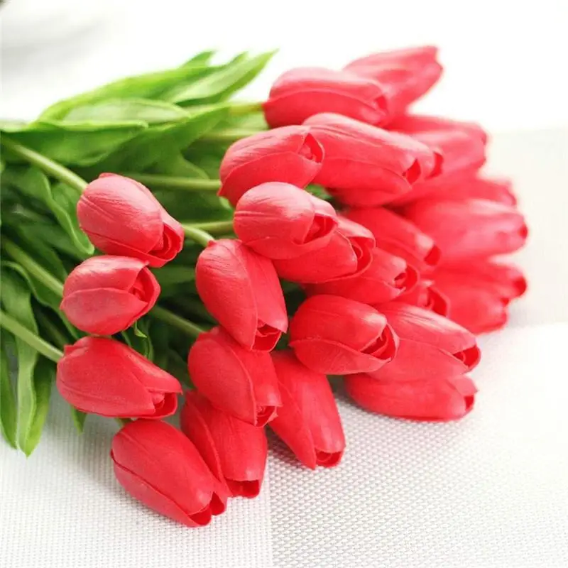 10pcs/set Artificial Flowers Bouquet Silk Tulip Real Touch Bridal Wedding Home Garden Party Floral Decoration Ornaments | Дом и сад