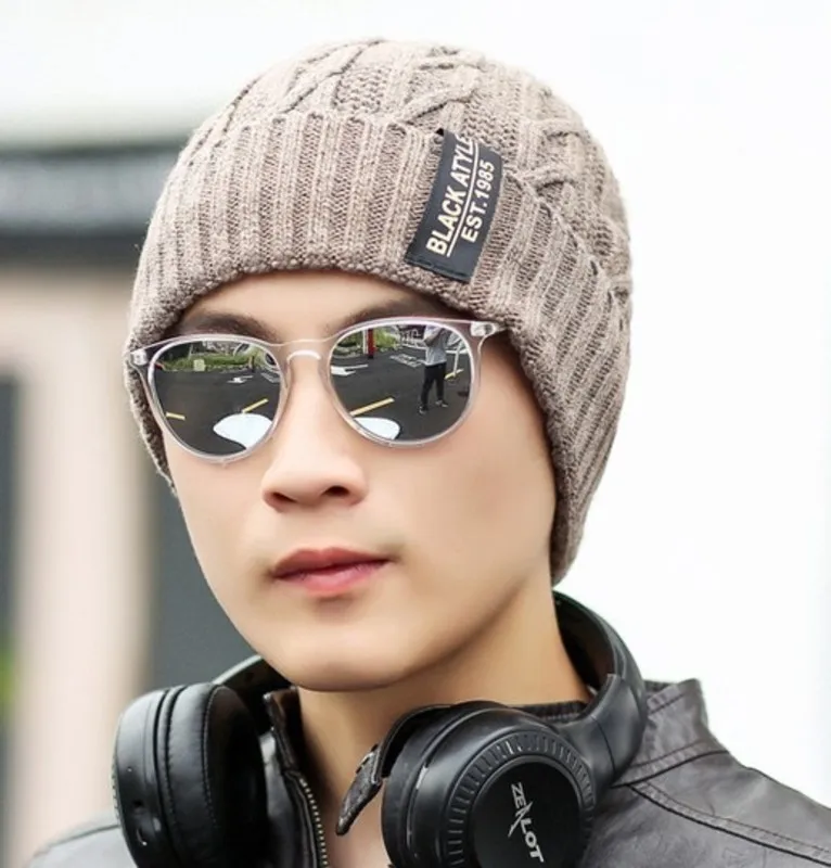 Man Hats Increase Down Wool Autumn And Winter Keep Warm Knitting Fashion Hat | Аксессуары для одежды