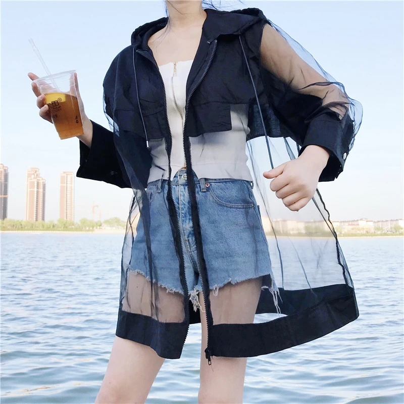 Женская летняя одежда ulzzang модная Корейская хипстерская куртка из сетчатой ткани
