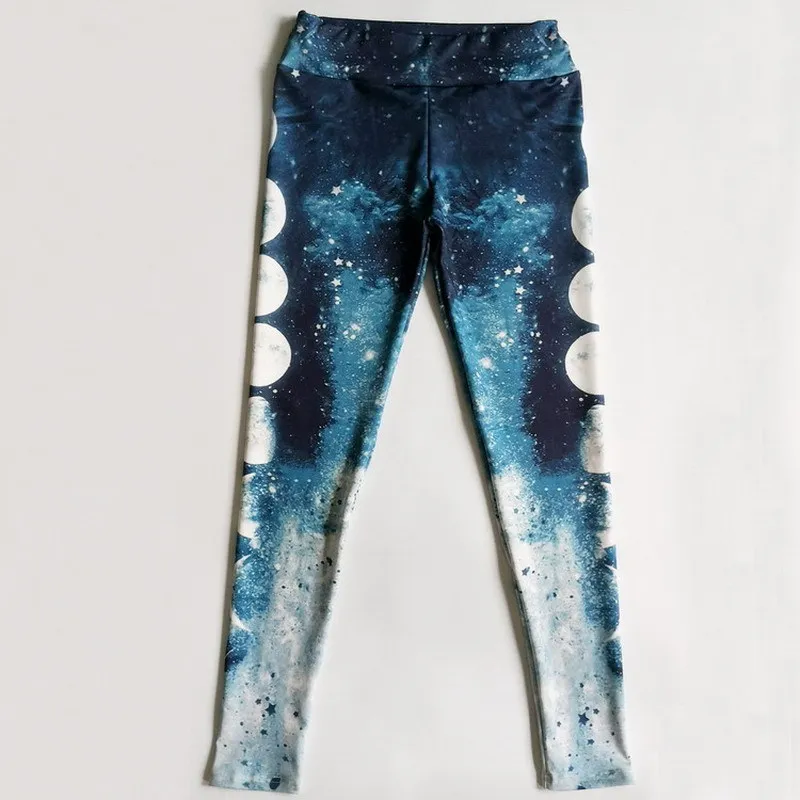 New Blue Moon Shade Print Yoga Legging For Women Ornamental Night Sky Printed Workout Sports Pants Starry Sky Jogging Trousers images - 6
