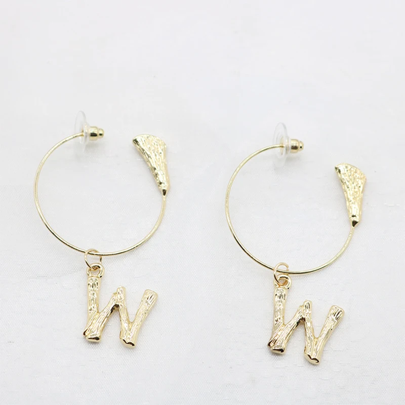 Popular 1Pair Alphabet Delicate English Vintage Earrings Fashion Jewelry Gifts Gold Women Metal 26 Letters A-Z | Украшения и