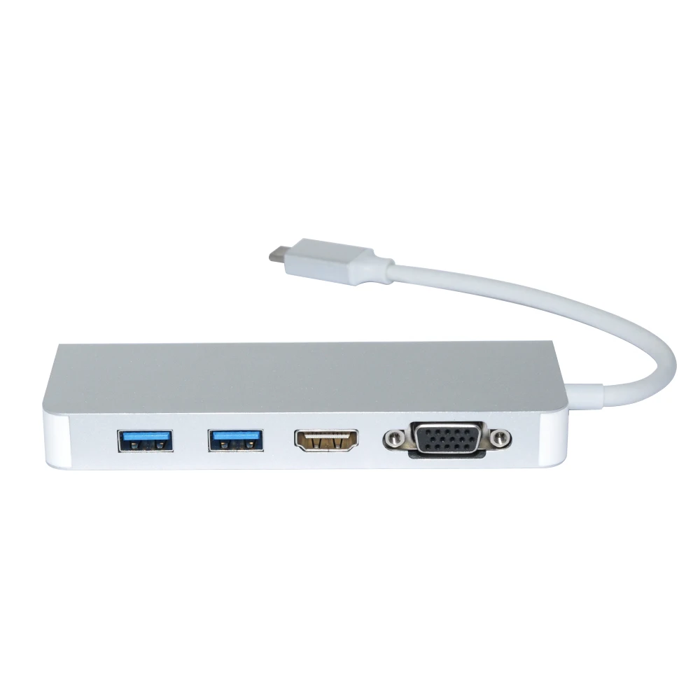 Тип C зарядка PD Rj45 сети Порты и разъёмы 4 K Hdmi Vga Usb3.0 Hub адаптер для Windows 10 Apple Mac Os Lenovo