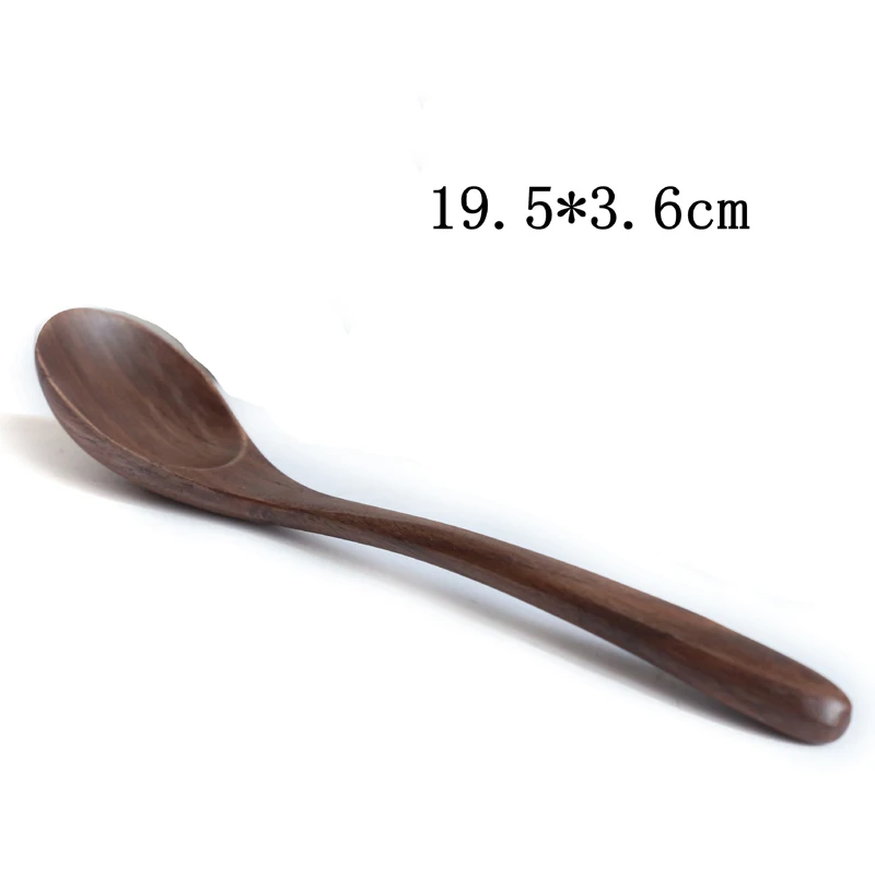 

BalleenShiny Black Walnut Coffee Honey Spoons Wooden Japanese Style Stir Long Scoop Large Soup Rice Spoon Kitchen Tableware Gift